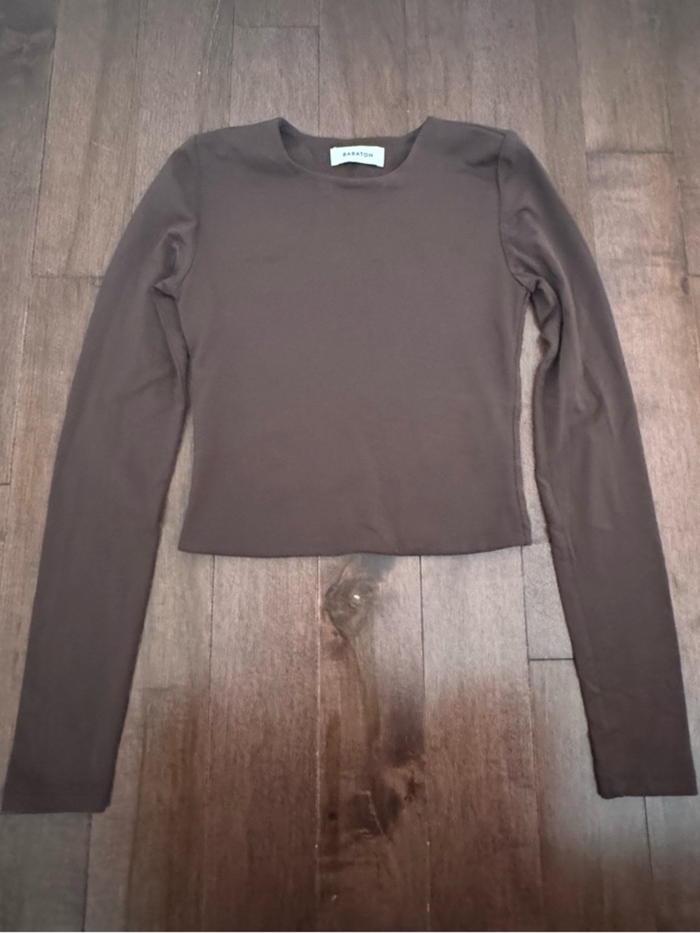 Aritzia Brown Long-Sleeve Contour Top - Slightly Cropped
